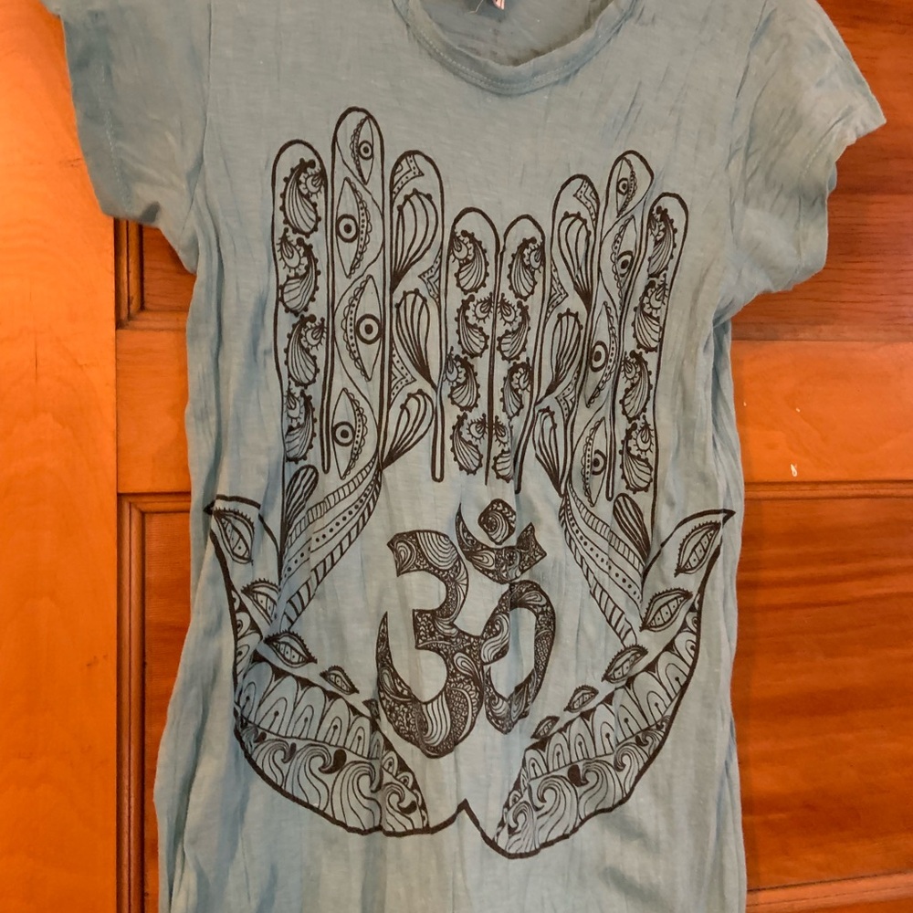 Sure Women’s Blue Graphic T-Shirt with Om Symbol